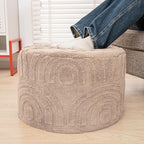 Asuprui Round Ottoman Pouf Ottoman Foot Stool Seat Faux Fur Bean Bag Foot Rest Floor Chair Leg Rest for Living Room, Bedroom or Wedding Gifts 20x20x14 Inches (Khaki)