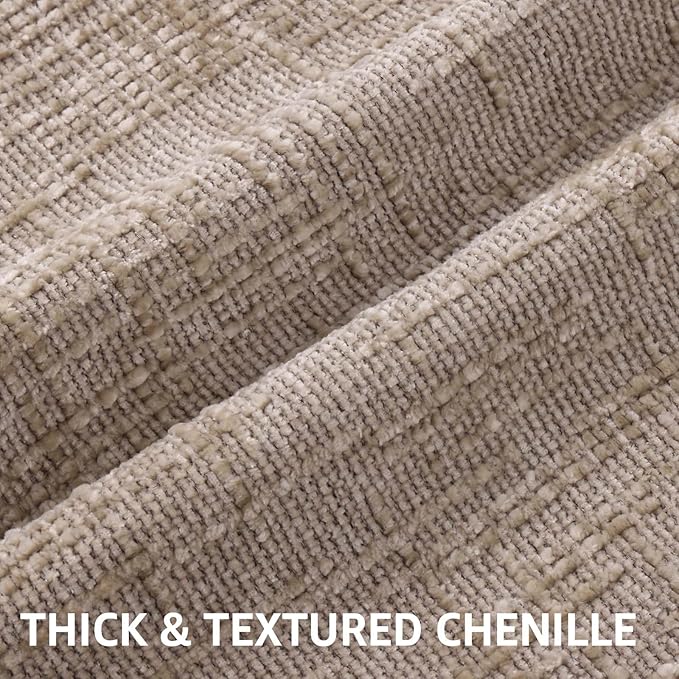 decorUhome Oatmeal Chenille Throw Pillow Covers 20x20 Set of 2 Textured Soft Cozy Slubby Couch Pillow Covers Modern Farmhouse Boho Decorative Pillow Cases for Bed Sofa Living Room