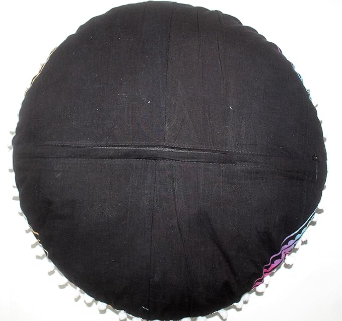 CRAFT KALA Large Round Bohemian Floor Pillow Pouf Cover Mandala Meditation Room Pillow Cover for Adults Boho Seating Poufs Cushion Cover for Kids Playroom 32" Round Multi Ombre