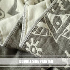 Boho Throw Blanket for Bed 100% Cotton Ultra Soft Rustic Quilt Spring Blanket Geometric Mandela Printed Farmhouse Decor Bed Blankets,80"x90" All Season Rustic Throw for Sofa Couch Chair