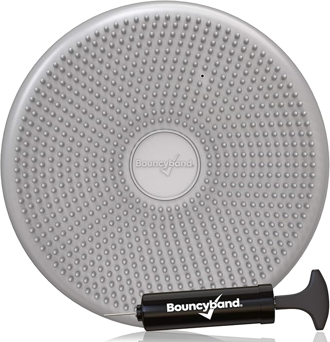 Bouncyband – Wiggle Seat – Silver, 13” D – Large Sensory Cushion for Kids Ages 6-18+ – Promotes Active Learning, Improves Student Productivity, Includes Easy-Inflation Pump