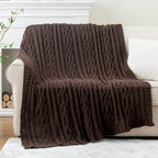 Battilo Dark Brown Throw Blanket for Couch, 51"x67" Soft Chenille Knit Throw Blanket for Home Decor, Soft Cozy Blanket, Decorative Chocolate Brown Blanket for Bed, Living Room