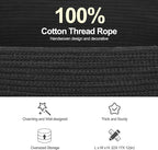 Black Basket for Blankets, 75L Large Woven Blanket Storage for Living Room, Cotton Rope Baskets for Organizing, Kids Dog Toy Bin Box, Rectangle Pillow Holder Organizer, 22”x17”x12”