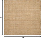 SAFAVIEH Area Rug 7' Square - Natural Fiber Collection - Natural Brown, Handmade Jute, Basketweave Design (NF401A)
