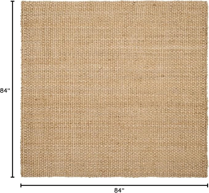 SAFAVIEH Area Rug 7' Square - Natural Fiber Collection - Natural Brown, Handmade Jute, Basketweave Design (NF401A)