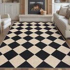 GarveeHome Checkered Easy Jute Area Rug 10x13 Machine Washable Non-Slip Stain Resistant Indoor Outdoor Rugs for Living Room, Bedroom, Kitchen, Dining, Patio Farmhouse Style Black