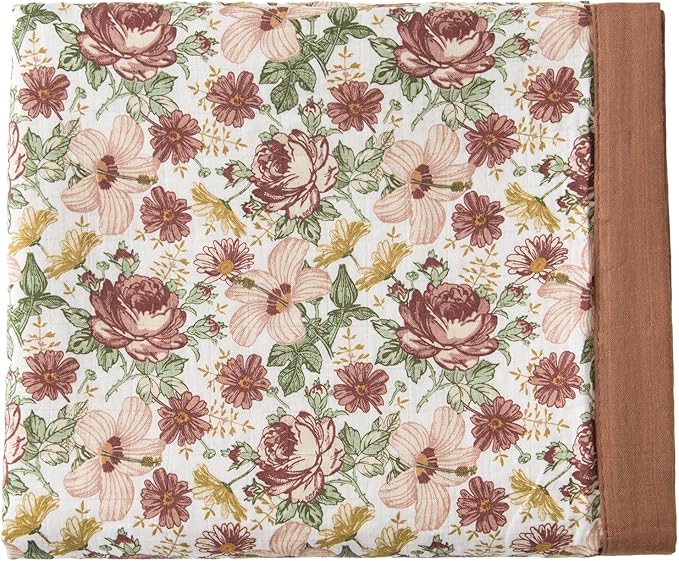 Little Jump Boho Vintage Floral Muslin Blanket Baby Quilt - Silky Soft and Breathable Crib Blanket for Daycare - Large 47" x 47" - 2 Layers Toddler Summer Blankets for Girls (Vintage Floral-2)