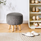 YMYNY Round Pouf Ottoman Small Foot Stool Faux Fur Foot Rest for Couch Modern Boho Footstools with Wood Legs for for Living Room Bedroom Office 12.6" D×12.6" W×12.6" H Dark Gray UHBD035GR