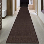 Jute Runner Rug Non Slip Washable, 16ft Rubber Backed Laundry Rugs Laundry Room Runner, Long Hallway Carpet Rug Mat, Deep Brown
