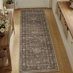 2'6x8 Washable Runner Rug for Hallway Kitchen Vintage Brown Non Slip Low Pile Carpet Traditional Retro Soft Throw Rug for Bathroom Bedroom Entryway Indoor Entrance