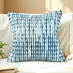 Boho Chenille Striped Pillow Cover 18x18 Inch, Decorative Pillow Cover for Couch Bed Sofa Living Room Bedroom Farmhouse Modern Home Decor Accent Pillowcases Set of 1, Blue White