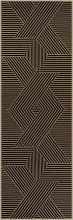 Lahome Enfys Modern Geometric Runner Rug, 2x6 Washable Rug Runners for Hallways Non Slip, Black Outdoor Carpet with Rubber Backing, Farmhouse Non Shedding Kitchen Mats for Floor Entryway
