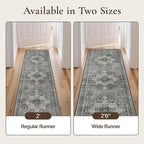 GENIMO 2'6"x8 Runner Rugs for Hallway, Machine Washable Non Slip Vintage Rugs, Low Pile Lightweight Soft Print Rug for enrtyway, Corridor, Home Office, Kitchen, Charcoal Gray