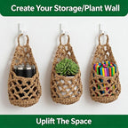 Macrame Plant Hanger Set of 2, Boho Wall Hanging Planter for Up to 6 Inch Pots - Handwoven Cotton Rope Wall Decor with S-Hooks for Indoor Plants in Living Room, Bedroom & Office
