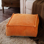 SUTAVIA Pouf Ottoman Cover Unstuffed Pouf Seat Decorative Soft Storage Bean Bag 20x20x8 Inches Square Floor Footrest for Living Room Bedroom (Burnt Orange, Square)