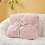 Snuggle Sac Ultra Soft Throw Blanket for Couch Bed Sofa 50x60 inches, Reversible Pink Blanket Microfiber Fluffy Fuzzy Cozy Knit Throws for Women Mothers Birthday Gifts