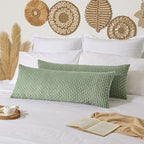 Kevin Textile Spring 14x36 Inch Long Lumbar 1 Pack Boho Decorative Throw Pillow Cover Soft Striped Corduroy Rectangle Cushion Case Farmhouse Solid Accent for Living Room Couch Sofa Bed, Sage Green