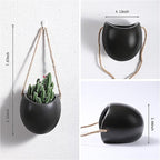 Set of 3 Ceramic Hanging Planters for Small Plants & Artificial Greenery, Wall Decor for Bathroom Living Room Bedroom Home Office Corridors