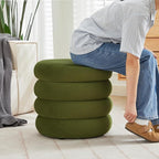 Flouki 19.5" Storage Ottoman Round, Vanity Stools for Bedroom, Entryway Ottoman for Console Table, Ottoman Stool for Girls Women, Foot Stool for Living Room, Set of 2, Velvet Green