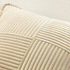 MIULEE Cream Corduroy Decorative Euro Sham Pillow Covers 24x24 Inch with Splicing Set of 2 Soft Boho Pillow Covers Broadside Textured Pillowcases for Couch Bed Livingroom