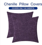 CaliTime Throw Pillow Covers Decorative 16 X 16 Inches Pack of 2 Cozy Chenille Cushion Cases for Couch Sofa Bed Living Room Home Plum Purple