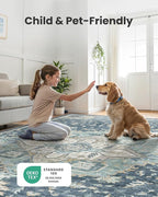 AMADA HOMEFURNISHING 10x14 Washable Area Rug, Low-Profile Large Area Rug with Non-Slip Backing & Durable Edge Binding, Vintage Large Rugs for Living Room, Bedroom & Dining Room