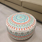 MOCOFO Round Bohemian Ottoman Pouf Cover, 18 Inch, Cotton Blend, Church Window Print, Living Room Storage Footrest, Cover Only (Pink Ink)