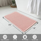 MIULEE Set of 2 Waffle Bathroom Rugs, Boho Bath Rugs Non Slip Washable, Super Absorbent Bath Mats, Ultra Soft Rubber Backed Shower Mats for Bathroom Floor, Tub and Shower, Pink, 18x30 Inch