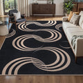 Tangsoo Easy Jute Area Rug,4x6 Washable Thin Outdoor Rug for Patio,Non Slip Rubber Backing Black Indoor Carpet Farmhouse Modern Throw Mat for Front Porch Balcony Living Room Diningroom