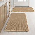 MIULEE Set of 2 Waffle Bathroom Rugs, Boho Bath Rugs Non Slip Washable, Super Absorbent Bath Mats, Ultra Soft Rubber Backed Shower Mats for Bathroom Floor, Tub and Shower, Brown, 24x36 Inch