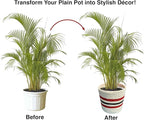 Plant Basket Set of 5, Handwoven Jute Planter Baskets for Indoor Plants, Home Decor and Nursery, Woven Rope Baskets, 5 to 8 Inch, White with Red and Black Stripes