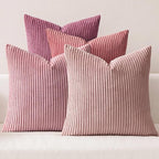 MIULEE Pack of 4 Purple Pink Valentines Corduroy Decorative Throw Pillow Covers 20x20 Inch Soft Boho Striped Pillow Covers Modern Farmhouse Spring Home Decor for Sofa Living Room Couch Bed