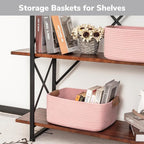 CHICVITA Pink Storage Baskets for Organizing, Gift Basket for Toys, Baby Basket for Diapers, Decorative Woven Baskets for Storage for Living Room, 14.5" x 13" x 6"