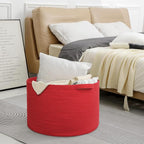 Extra Large Red Basket for Organizing, 22" X 22" X 14" Woven Cotton Rope Bins for Blankets, Baby Nursery Wicker Laundry Basket, Kids Dog Toy Storage Box, Big Red Living Room Decor Organizer