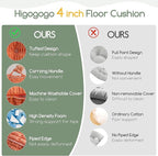 Washable Floor Pillow Cushion for Adults, Meditation Cushion Pillow, Removable Tufted Blended Corduroy Cover, Large Square Floor Sitting for Tatami Living Room or Yoga, 2Pack, Machine Washable