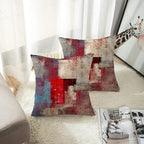 Emvency Set of 2 Red Brown and Gray Throw Pillow Covers Modern Abstract Painting Decorative Pillow Cases Home Decor Standard Square 16x16 Inches Pillowcases