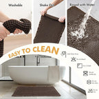 MIULEE Set of 2 Waffle Bathroom Rugs, Boho Bath Rugs Non Slip Washable, Super Absorbent Bath Mats, Ultra Soft Rubber Backed Shower Mats for Bathroom Floor, Tub and Shower, Chocolate, 18x30 Inch