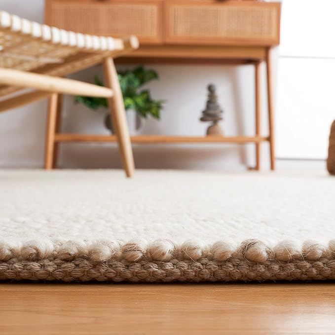 SAFAVIEH Area Rug 12x18 - Natura Collection - Large - Beige & Ivory, Handmade Wool Blend, Textured Design, Ideal for Living Room, Bedroom, Dining Space (NAT425B)