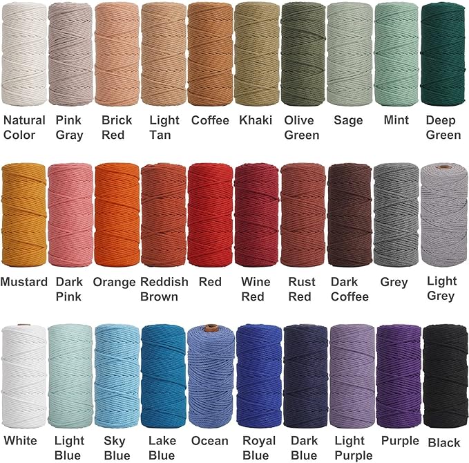 NOANTA Rust Red Macrame Cord 3mm x 109yards, Colored Macrame Rope, Cotton Rope Macrame Yarn, Colorful Cotton Craft Cord for Wall Hanging, Plant Hangers, Crafts, Knitting