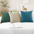 CaliTime Throw Pillow Covers Decorative 16 X 26 Inches Pack of 2 Cozy Chenille Cushion Cases for Couch Sofa Bed Living Room Home Light Taupe