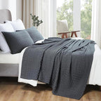VHC Brands 100% Cotton Waffle Weave Queen Blanket 90"x90", Decorative Lightweight Spring and Summer Throw Blanket, Bedroom Decor for Bed, Couch, or Sofa, Dark Grey