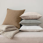 MIULEE Neutral Linen Pillow Covers Pack of 4 Decorative Natural Solid Throw Pillow Covers Soft Accent Boho Farmhouse Couch Pillowcases Modern Spring Home Decors for Living Room Bed Sofa 12x20 Inch
