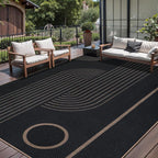 Tangsoo Modern Easy Jute Rug 6x9 Washable Area Rugs for Living Room,Black Non Slip Rubber Backing Indoor Outdoor Carpet,Farmhouse Large Throw Mat for Balcony Backyard Dining Room Home Office Decor