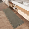 AMOAMI Upgraded Waffle Runner Rug Super Absorbent Non Slip Bath Mats for Bathroom Floor Washable Bathroom Runner Rug with Tassels, Ideal for Hallway Bedroom Laundry Room, Green, 2' x 6'(24" x 72")