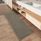 AMOAMI Upgraded Waffle Runner Rug Super Absorbent Non Slip Bath Mats for Bathroom Floor Washable Bathroom Runner Rug with Tassels, Ideal for Hallway Bedroom Laundry Room, Green, 2' x 6'(24" x 72")