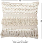 REDEARTH · Tufted Throw Pillow Cushion Covers - Boho Textured Woven Decorative Cases Set for Couch - Sofa - Bed - Farmhouse - Chair - Patio - Outdoor - car - 100% Cotton (18x18 ; Natural) Pack of 2