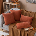 MIULEE Pack of 4 Couch Throw Pillow Covers 18x18 Inch Soft Burnt Orange Chenille Pillow Covers for Sofa Living Room Solid Dyed Pillow Cases