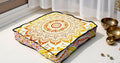INDIAN CRAFT CASTLE 24" Yellow Ombre Mandala Barmeri Large Floor Pillow Cover Cushion Meditation Seating Ottoman Throw Cover Hippie Decorative Zipped Bohemian Pouf Ottoman Pom Pom Cases 24" Square