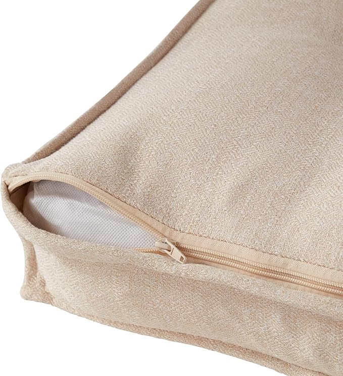 Square Tufted Floor Pillow with Removable Cover, Cream, Medium (32")