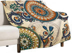 Bohemian Flower Throw Blanket Boho Mandala Floral Flowers Print Pattern Blanket for Sofa Bed Couch Chair Or Dorm 70"x80"